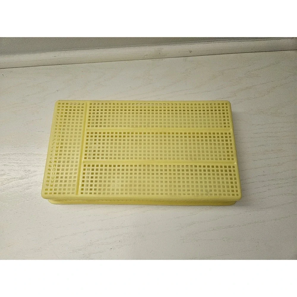 Vintage Yellow Divided Plastic Mesh Silverware‎ Drawer Organizer Tray MCM 70s